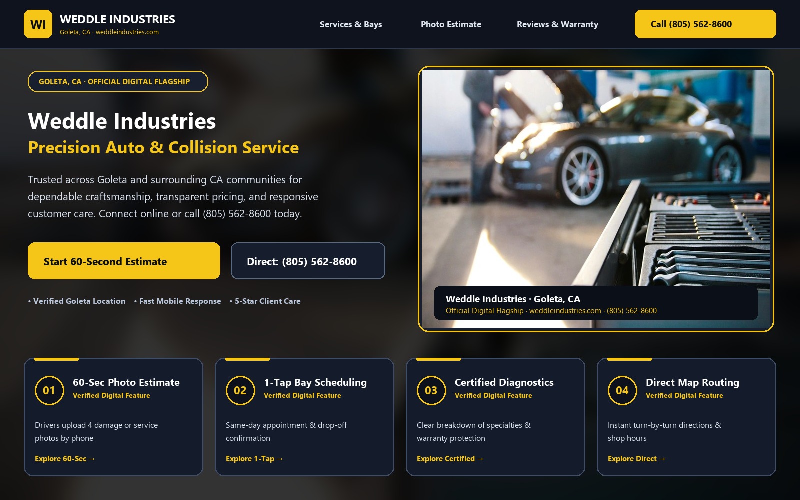 Proposed Weddle Industries homepage preview